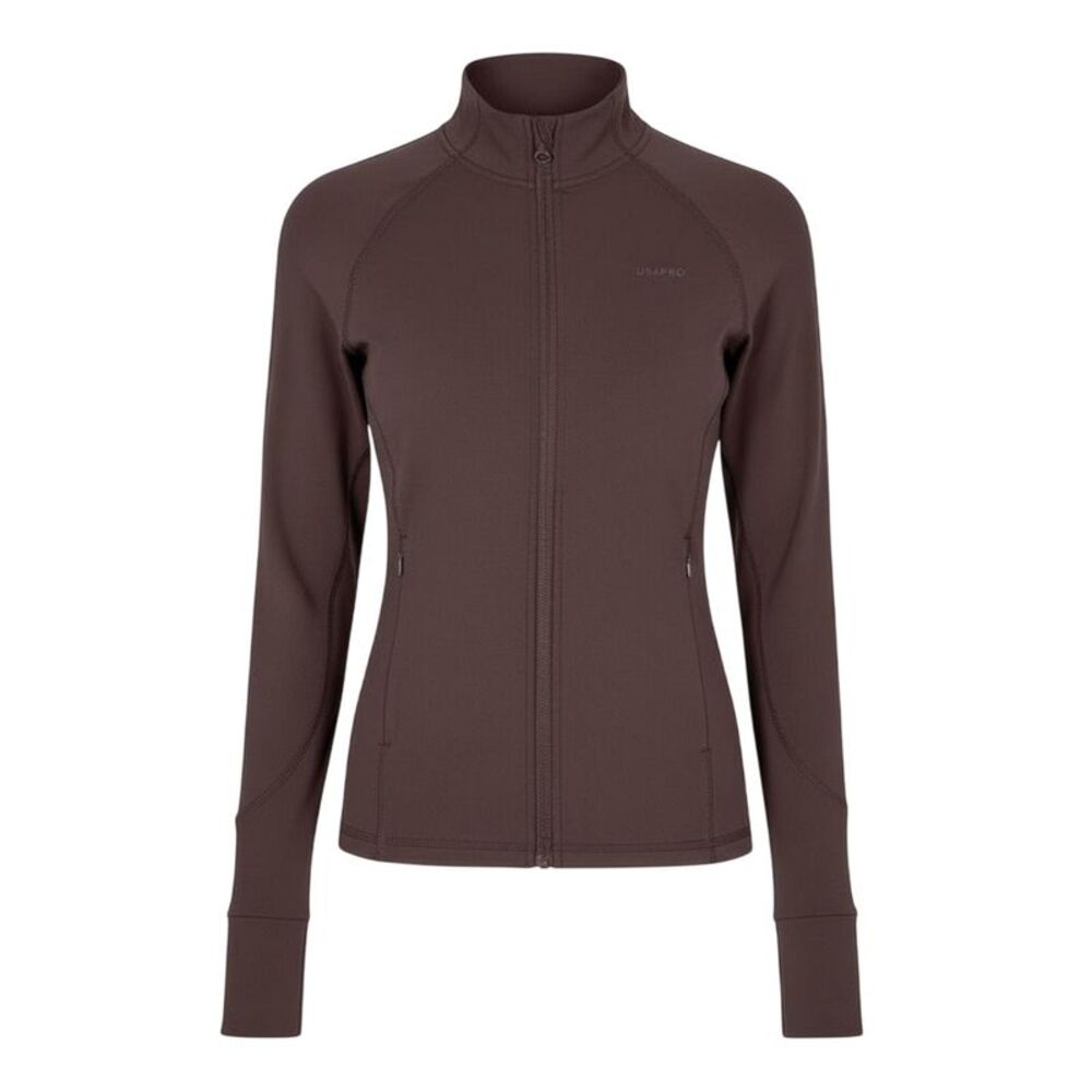USA Pro Womens/Ladies Core Fitness Track Top / Espresso